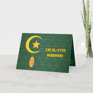 Eid al Fitr Mubarak Ramadan Kareem Moon Star Card
