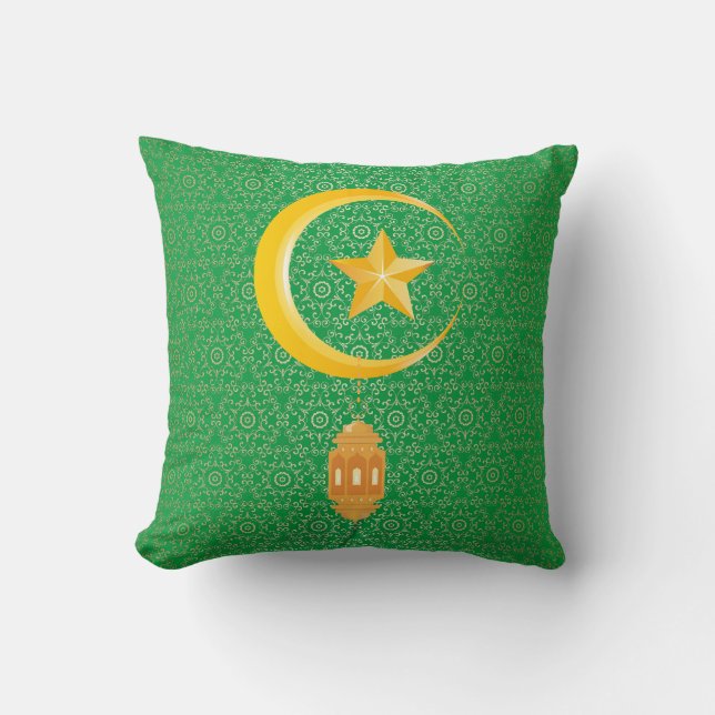Eid al Fitr Mubarak Ramadan Kareem Moon Star Cushion (Front)