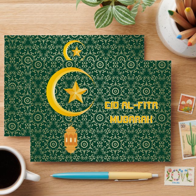 Eid al Fitr Mubarak Ramadan Kareem Moon Star Envelope (Desk)