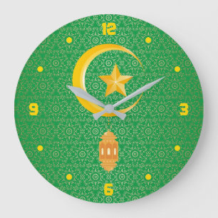 Eid al Fitr Mubarak Ramadan Kareem Moon Star Large Clock