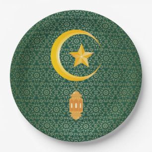 Eid al Fitr Mubarak Ramadan Kareem Moon Star Paper Plate