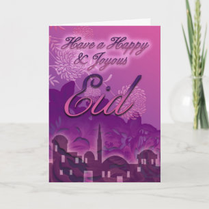 Eid Card, Happy And Joyous Eid, Purple Holiday Card