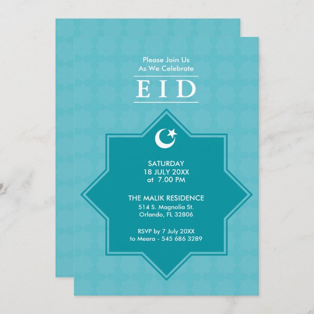 Eid Celebration 8 Pointed Star Party Invitation (Front/Back)