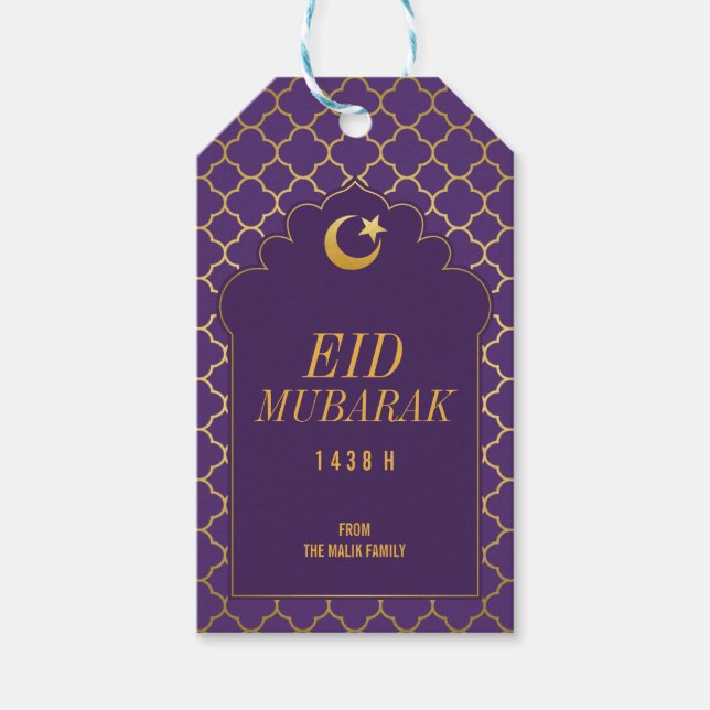 Eid Celebration Gift Tag gold morrocan pattern (Front)