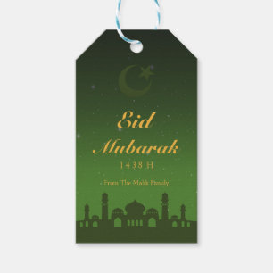 Eid Celebration Gift Tag with Gold Islamic Pattern
