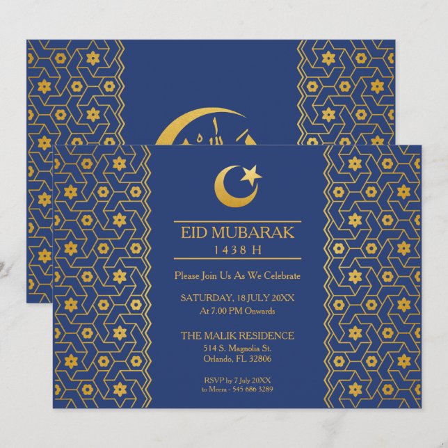 Eid Celebration Party Invitation Islamic Pattern (Front/Back)
