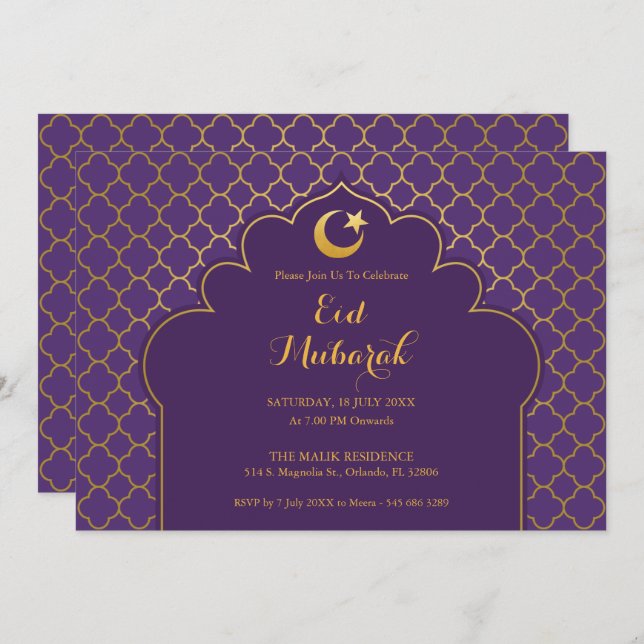 Eid Celebration Party Invitation Morrocan Pattern (Front/Back)