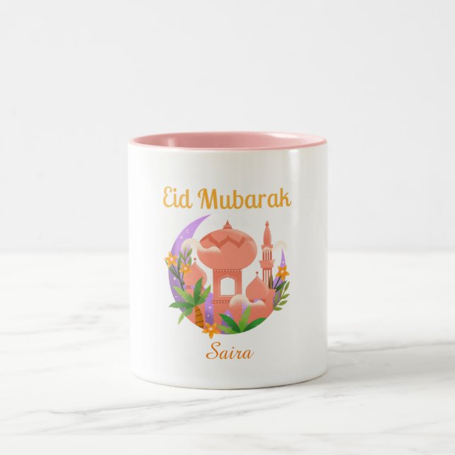 Eid Gift Floral Custom Two-Tone Coffee Mug (Center)