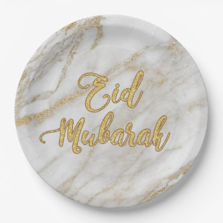 Eid Marble Gold 2 Plate 9"