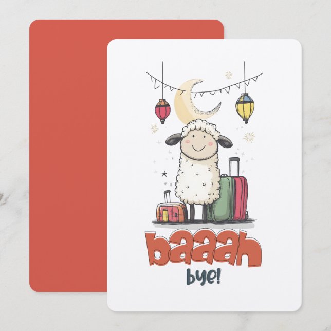 Eid Meme Funny Sheep LOLL HAHA | Baaah Bye! Invitation (Front/Back)