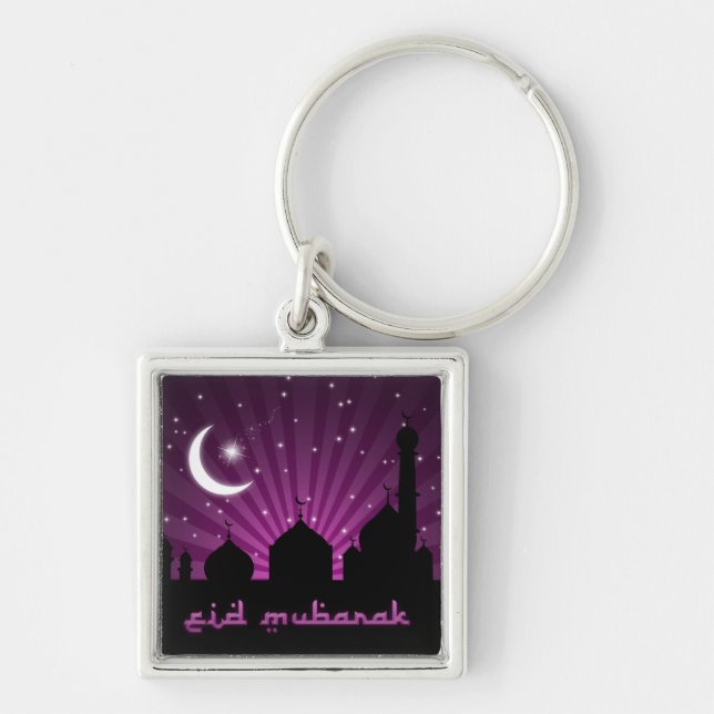 Eid Mosque Purple Night - Keychain (Front)