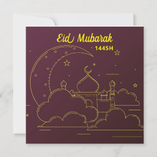 Eid Mubarak 1445 Hijriah Line art Holiday Card
