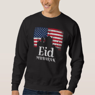 Eid Mubarak American Flag Eid Al Fitr Islamic Holi Sweatshirt