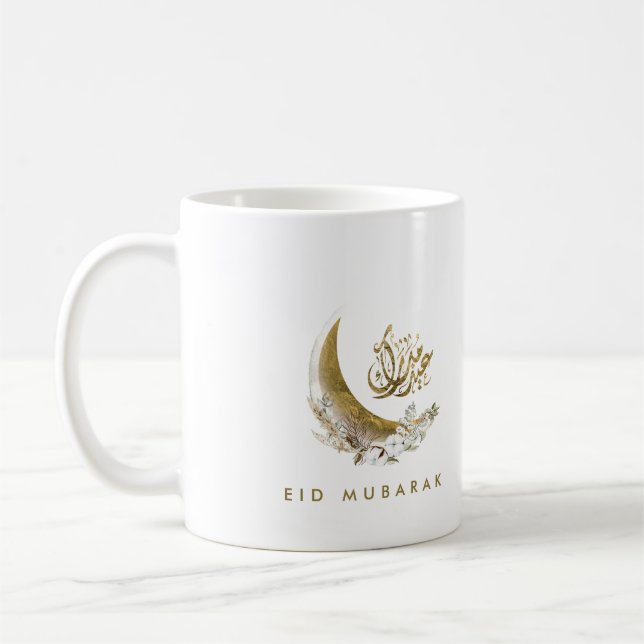 Eid Mubarak | Arabic Calligraphy | Gold Moon Coffee Mug (Left)