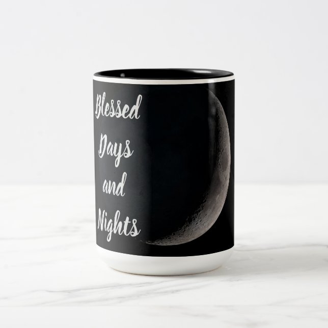 Eid Mubarak Blessed Days Crescent Moon Two-Tone Coffee Mug (Center)