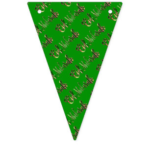 Eid Mubarak Blessed Eid Text Pattern Gold Green Bunting