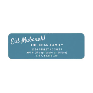 Eid Mubarak Blue Return Address Sticker Label