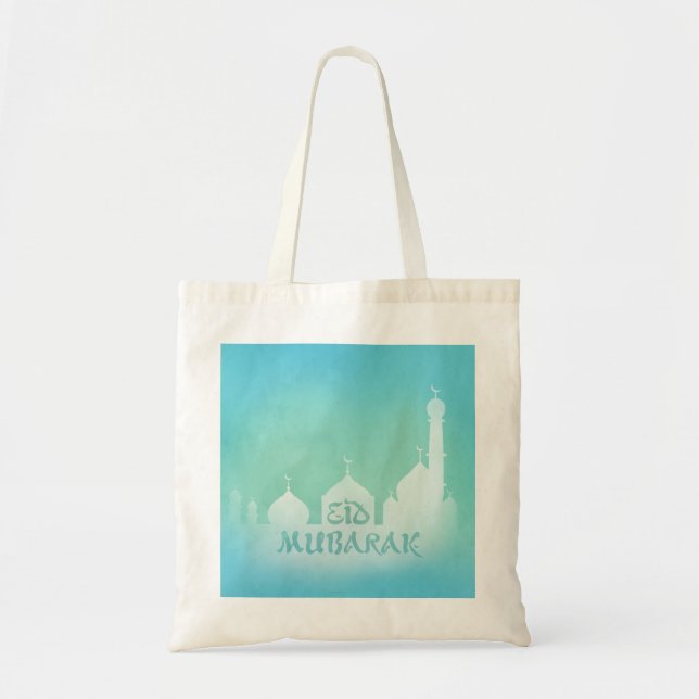 Eid Mubarak Blue Watercolor Mosque - Budget Tote (Front)