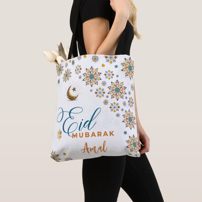 Eid Mubarak Calligraphy Celebration Muslim  Tote Bag (Close Up)