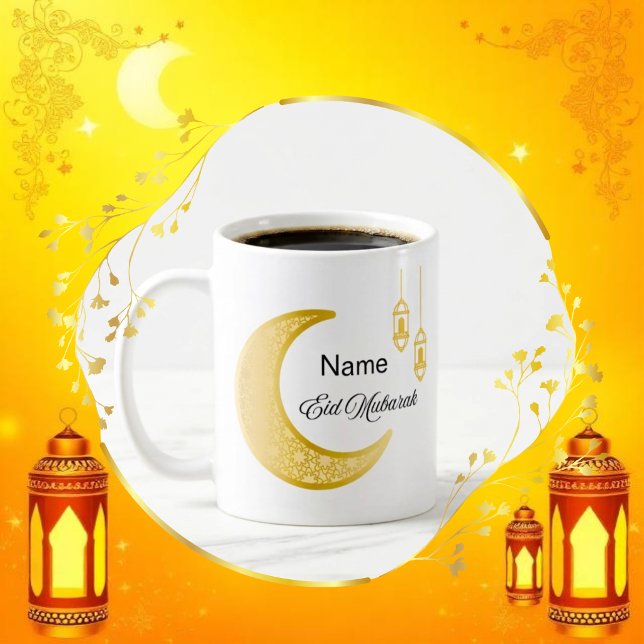 Eid Mubarak Ceramic Mug with Customizable Name (Creator Uploaded)