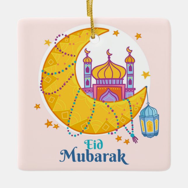 Eid Mubarak Ceramic Ornament (Front)