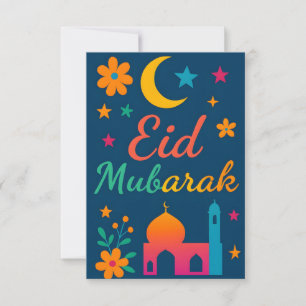 Eid Mubarak - Colourful for Kids Mosque Flowers Invitation