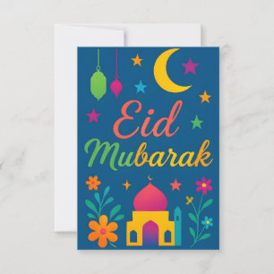 Eid Mubarak - Colourful for Kids Mosque Flowers Invitation