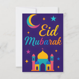 Eid Mubarak - Colourful for Kids Mosque Flowers Invitation