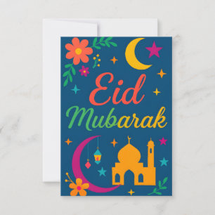 Eid Mubarak - Colourful for Kids Mosque Flowers Invitation