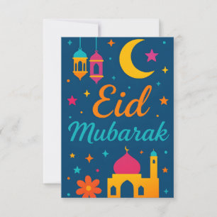 Eid Mubarak - Colourful for Kids Mosque Flowers Invitation