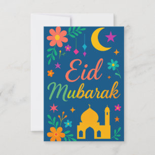 Eid Mubarak - Colourful for Kids Mosque Flowers Invitation