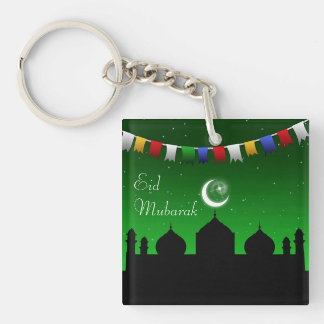 Eid Mubarak Colourful Garland Key Ring (Front)