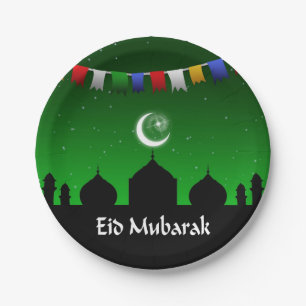 Eid Mubarak Colourful Garland Paper Plate