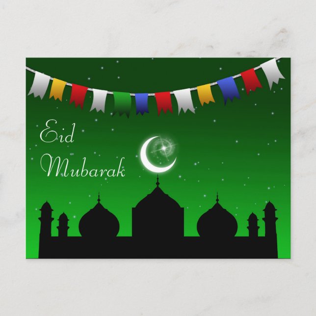 Eid Mubarak Colourful Garland Postcard (Front)
