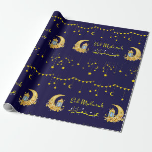 Eid Mubarak Cresent Moon Islamic Wrapping Paper