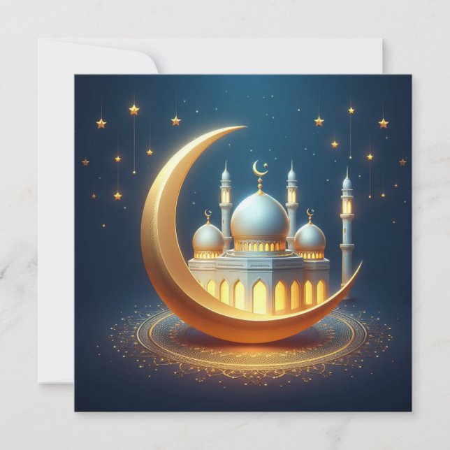 Eid Mubarak Customisable Greetings Text Holiday Card (Front)