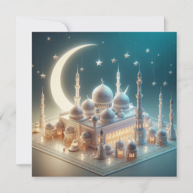 Eid Mubarak Customisable Greetings Text Holiday Card (Front)