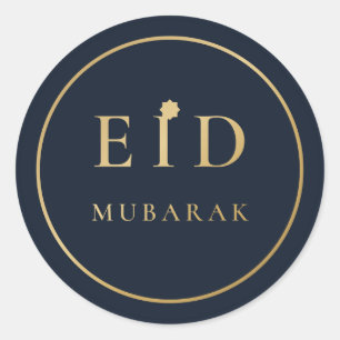 Eid Mubarak Elegant Navy Gold Sticker