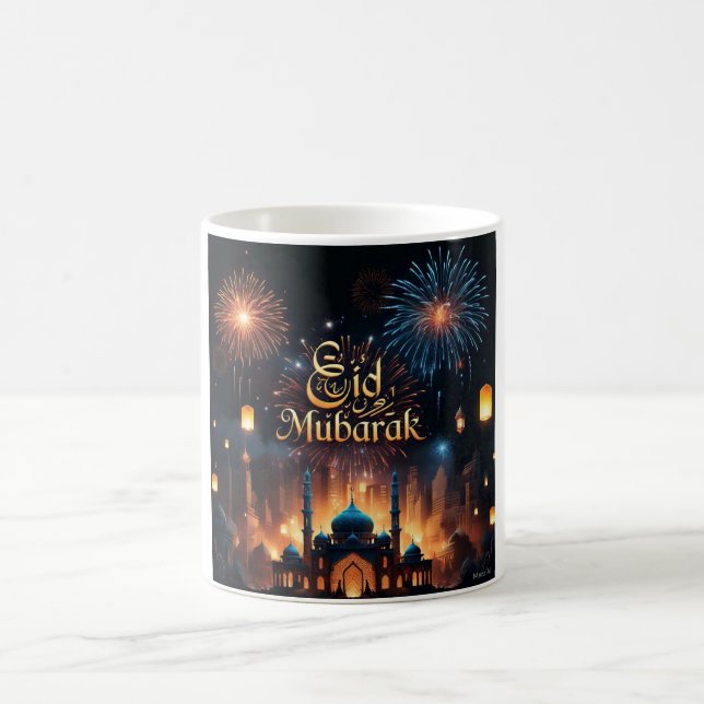 Eid Mubarak Fireworks Celebration  Coffee Mug (Center)