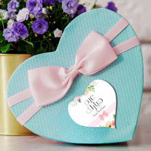 Eid Mubarak Floral Pink Heart Sticker