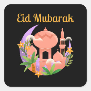 Eid Mubarak Floral Square Sticker