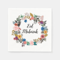 EID MUBARAK FLORAL WREATH NAPKINS