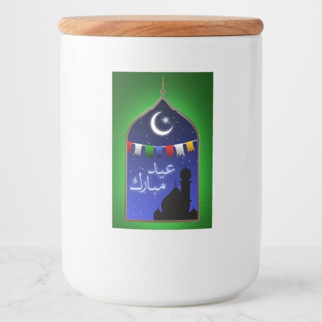 Eid Mubarak Garland Moon Food Label (Front)