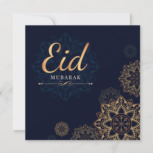  Eid Mubarak Gold Mandala  Holiday Card (Front)