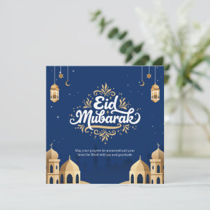 Eid Mubarak Golden & Blue  Card