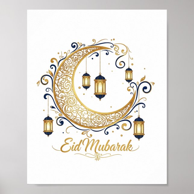  Eid Mubarak Golden Crescent  Poster (Front)