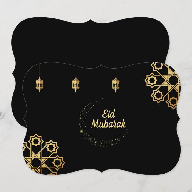 Eid Mubarak Golden Customise Invitation (Front/Back)