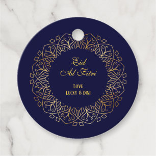 Eid Mubarak Golden Mandala Navy Blue Holiday Favour Tags