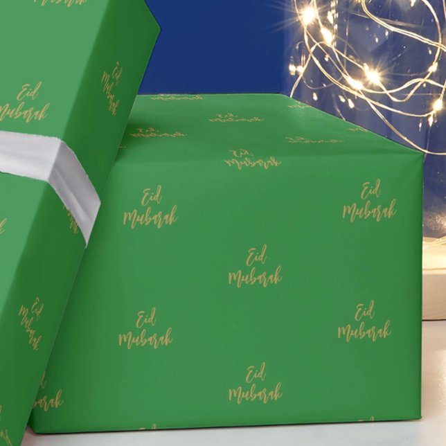 Eid Mubarak Green Gold Gift Wrapping Paper (Creator Uploaded)