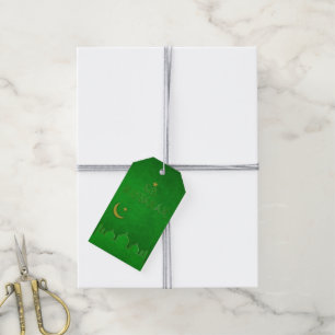Eid Mubarak Green Gold Mosque Gift Tags